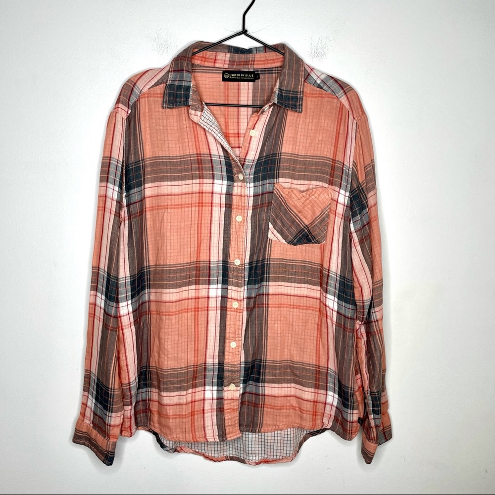 UNITED BY BLUE North Point LS Plaid Button Down L